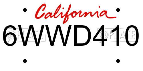 6WWD410 California License Plate