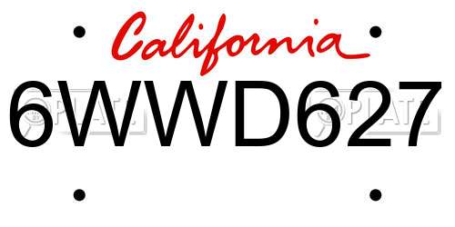 6WWD627 California License Plate