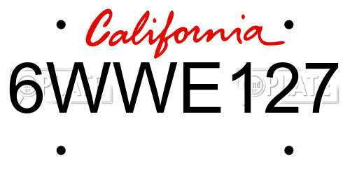 6WWE127 California License Plate
