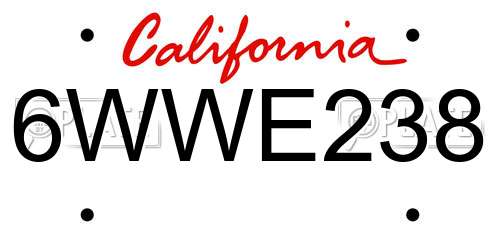 6WWE238 California License Plate