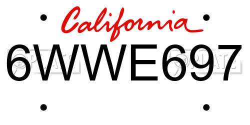 6WWE697 California License Plate
