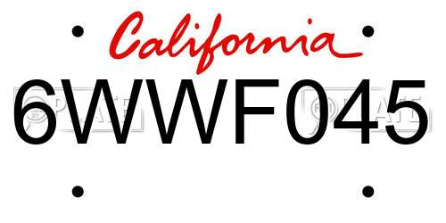 6WWF045 California License Plate