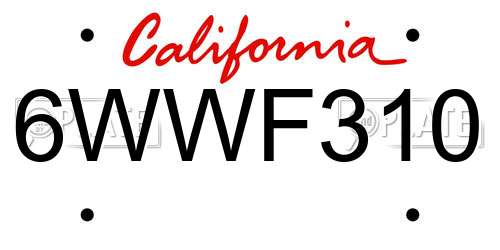 6WWF310 California License Plate