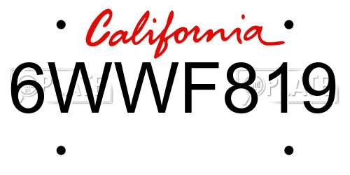 6WWF819 California License Plate