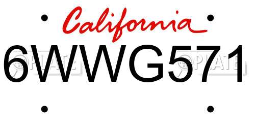 6WWG571 California License Plate