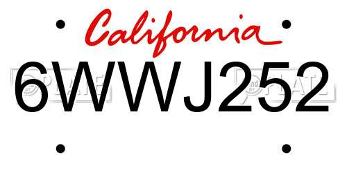 6WWJ252 California License Plate