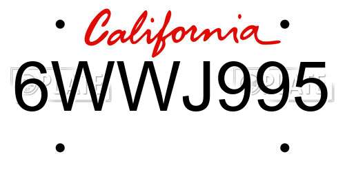 6WWJ995 California License Plate