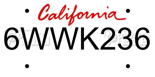 6WWK236 California License Plate