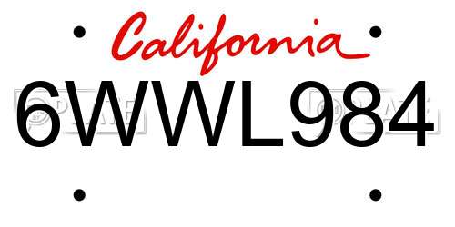 6WWL984 California License Plate