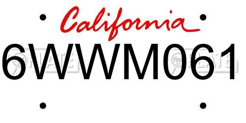 6WWM061 California License Plate