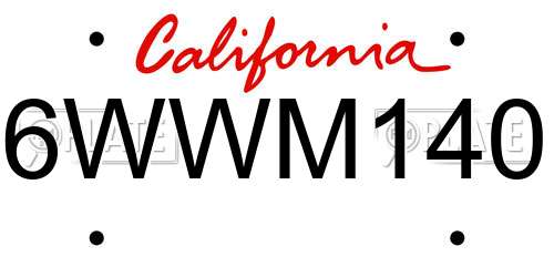 6WWM140 California License Plate