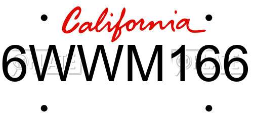6WWM166 California License Plate