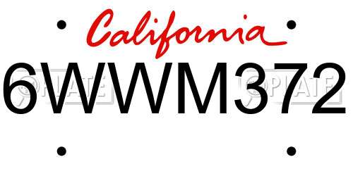 6WWM372 California License Plate