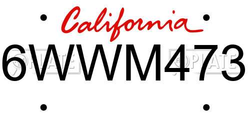 6WWM473 California License Plate