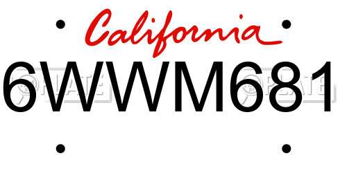 6WWM681 California License Plate