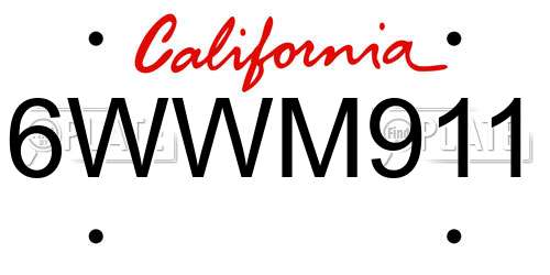 6WWM911 California License Plate
