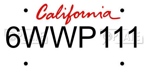 6WWP111 California License Plate
