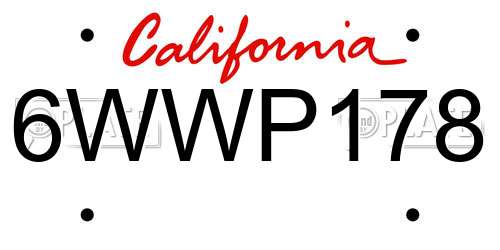 6WWP178 California License Plate