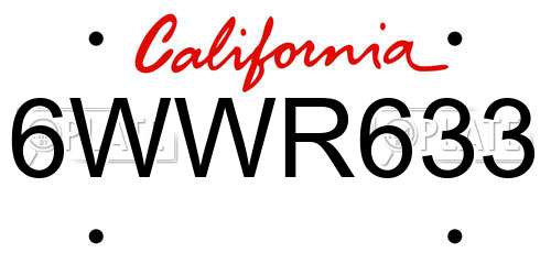 6WWR633 California License Plate