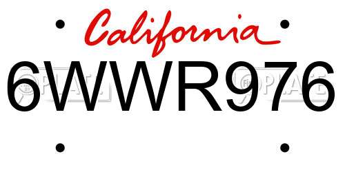 6WWR976 California License Plate
