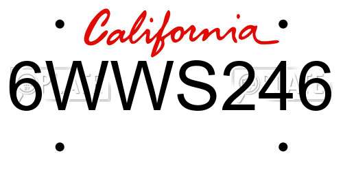 6WWS246 California License Plate