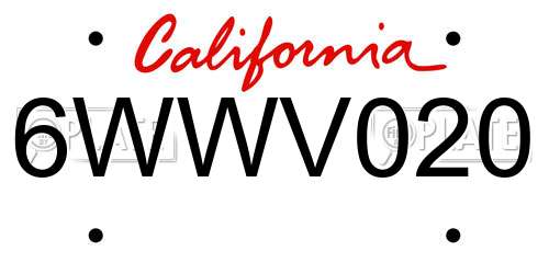6WWV020 California License Plate