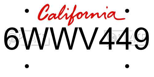 6WWV449 California License Plate