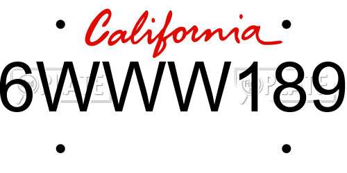 6WWW189 California License Plate