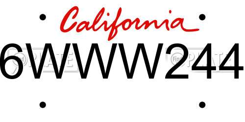 6WWW244 California License Plate
