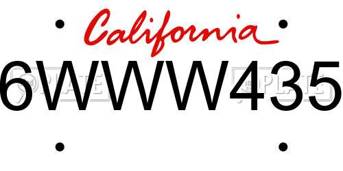 6WWW435 California License Plate