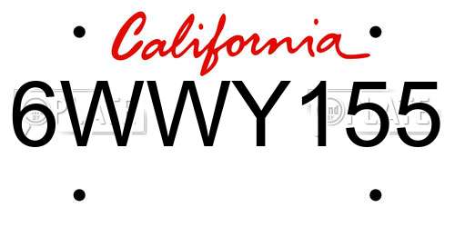 6WWY155 California License Plate
