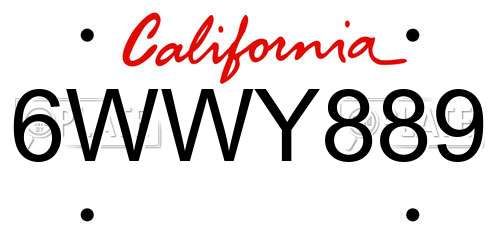 6WWY889 California License Plate