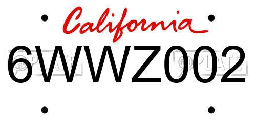 6WWZ002 California License Plate