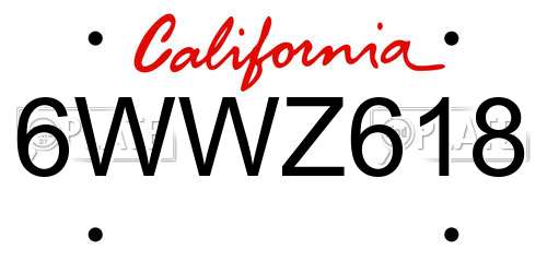 6WWZ618 California License Plate