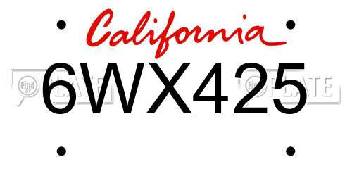 6WX425 California License Plate