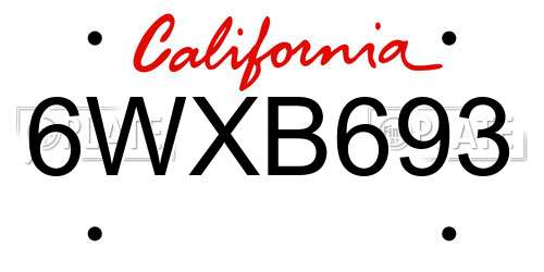 6WXB693 California License Plate