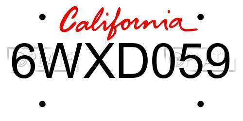 6WXD059 California License Plate