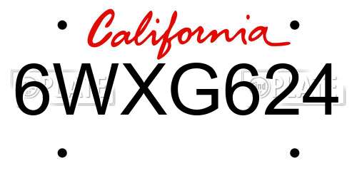 6WXG624 California License Plate