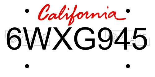 6WXG945 California License Plate
