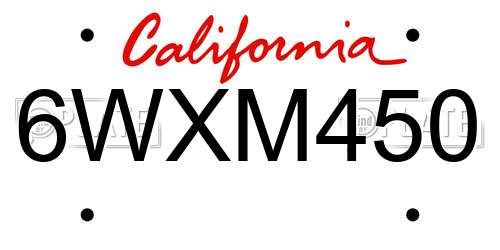 6WXM450 California License Plate