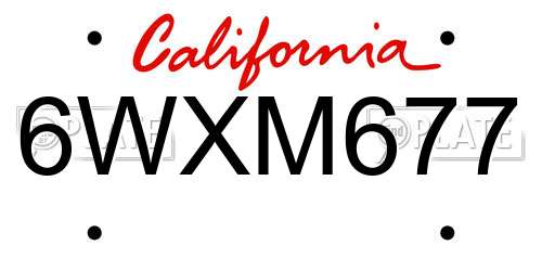 6WXM677 California License Plate