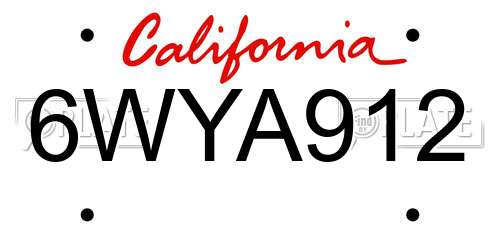 6WYA912 California License Plate