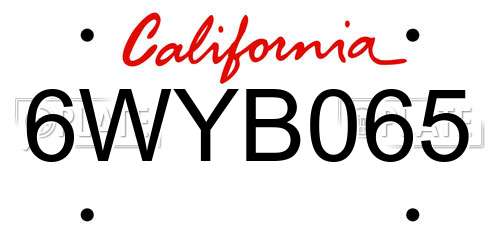 6WYB065 California License Plate