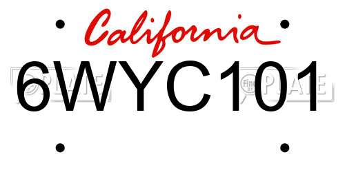 6WYC101 California License Plate