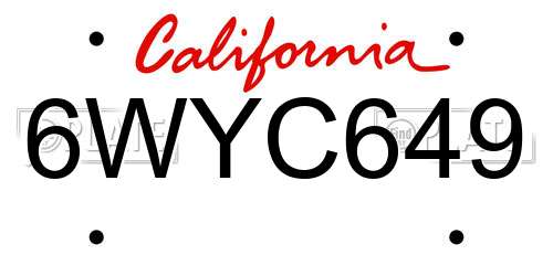6WYC649 California License Plate
