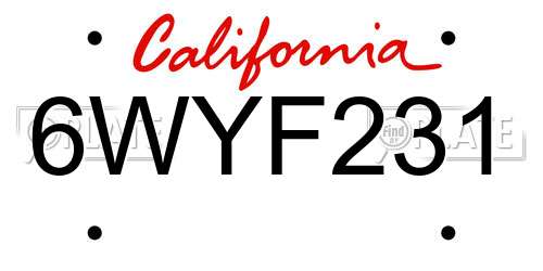 6WYF231 California License Plate