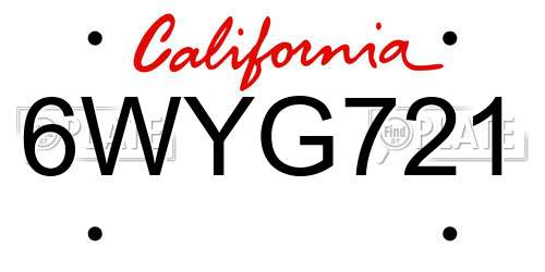 6WYG721 California License Plate