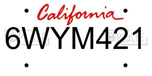 6WYM421 California License Plate