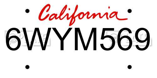 6WYM569 California License Plate