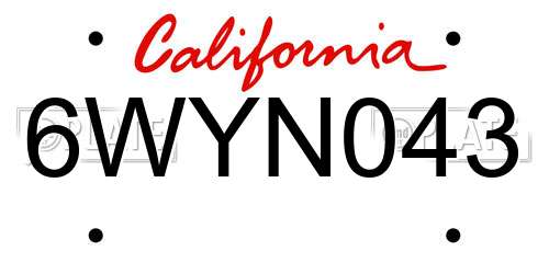 6WYN043 California License Plate